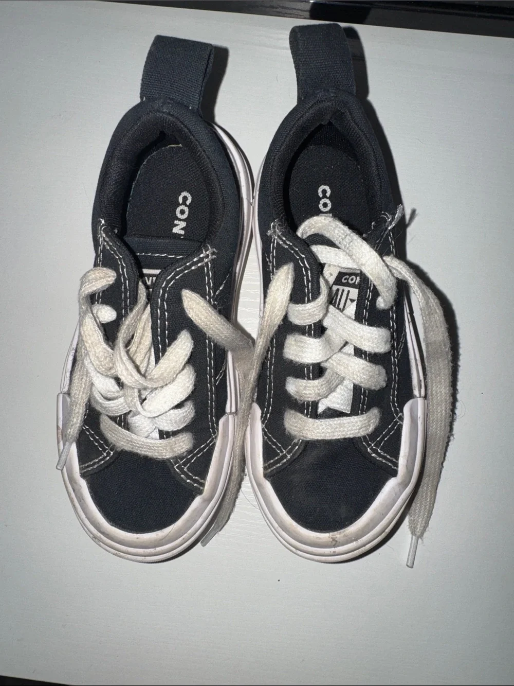Converse Kids Black Canvas Low-Top Sneakers with White Laces